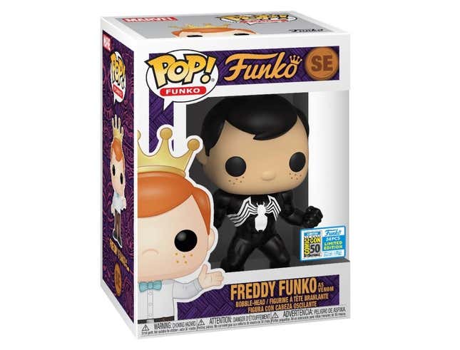 A Freddy Venom Funko is displayed in a box.